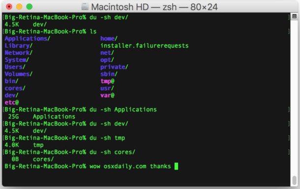List of mac terminal commands